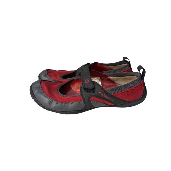 Merrell Womens Barefoot Shoes Size 8 Red & Gray Vibram Sole Strap - Picture 1 of 7